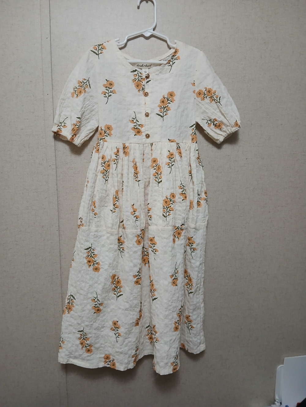 Derek Heart Cream Dress with Yellow Floral Print